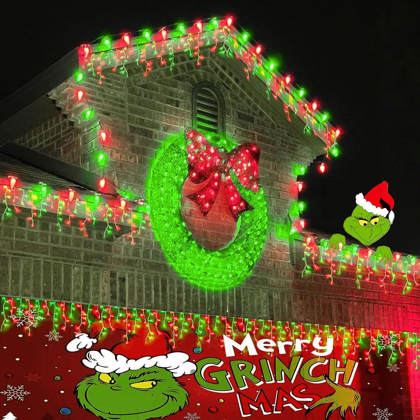 YEGUO 66ft 800 LED Red and Green Icicle Lights Outdoor Waterproof, 160 Drops Icicle String Lights Connectable, 8 Modes Icicle Christmas Lights with Memory Timer