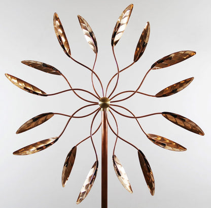 Stanwood Wind Sculpture Kinetic Copper Wind Sculpture, Dual Spinner Spinning Ficus Leaves