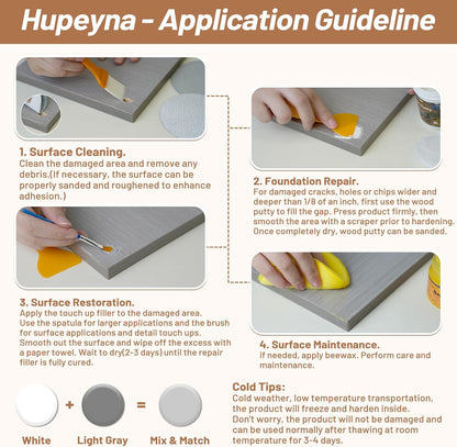 Wood Repair Kit, Wood Furniture Repair Kit, Wood Filler, Wood Putty and Beeswax- Repair Stains, Scratch, Cracks, Hole, Discoloration for Wooden Door, Table, Cabinet, Bed, Floor (Tech Gray Series)