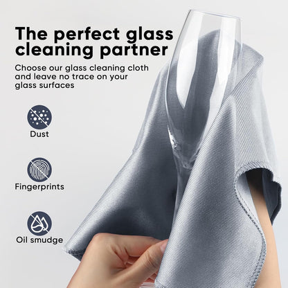 HOMEXCEL Microfiber Glass Cleaning Cloths 6 PK, Lint Free Streak Free, Reusable Microfiber Cleaning Cloth for Cleaning Windows, Glasses, Mirrors, Screens, Stainless Steel, and More, Grey-14”×16”