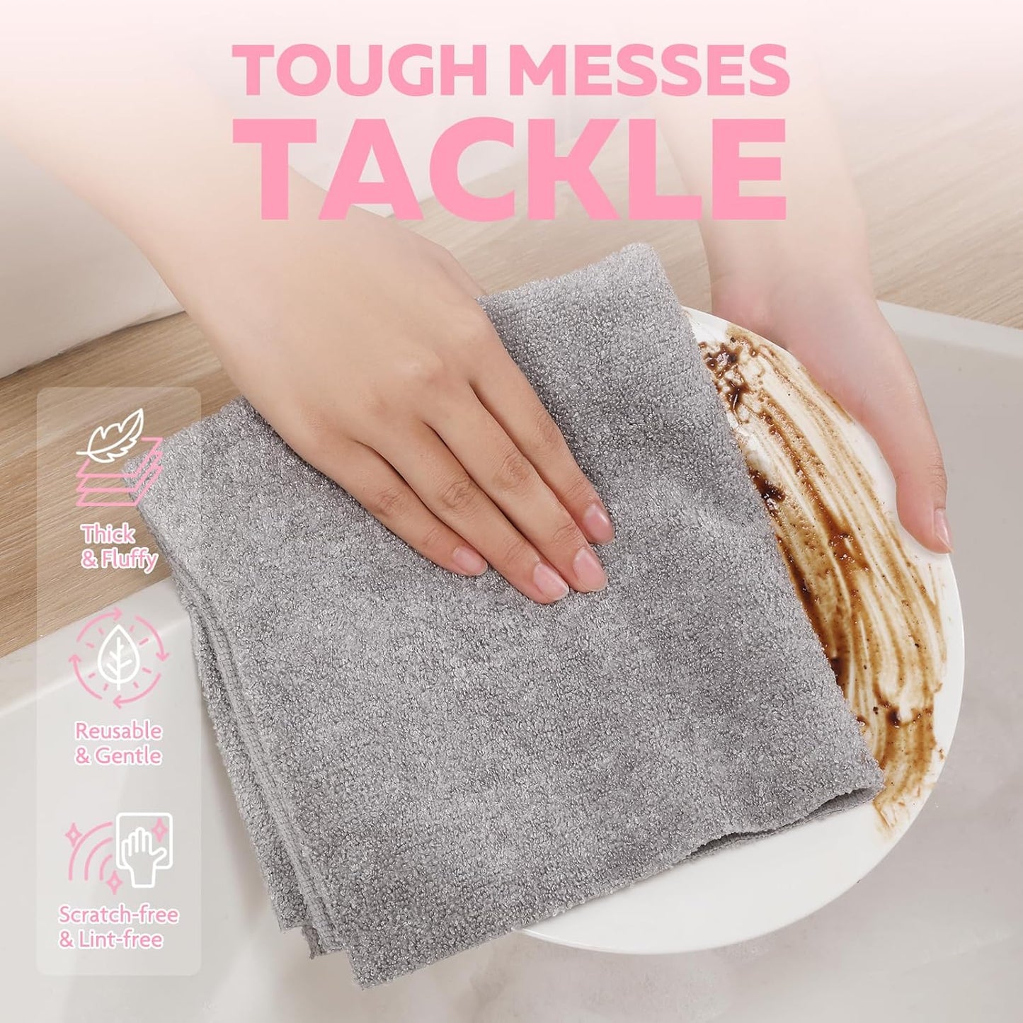 Fantasticlean XL Tear-Away Microfiber Cleaning Cloth Roll, 16'' by 16''- 36 Sheets, Thick & Large Detailing Towels, Ultra Absorbent, Lint-Free Reusable Wipes for Home, Car or Outdoor (Glossy Grey)