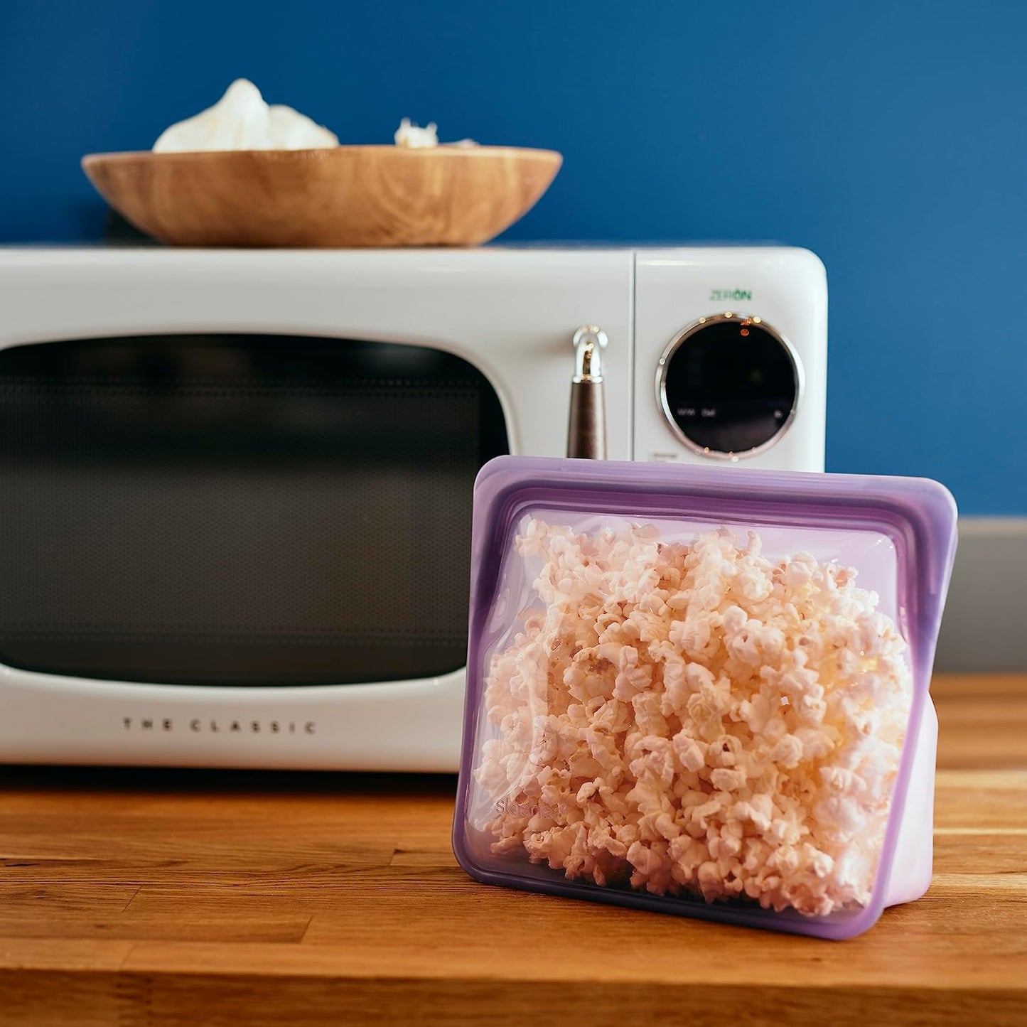 Stasher Premium Silicone Reusable Food Storage Stand-Up Mid Bag, Blue, Microwave, Sous Vide, Dishwasher, Oven and Freezer Safe, BPA Free, Leak-free, Eco-friendly, 56 Oz