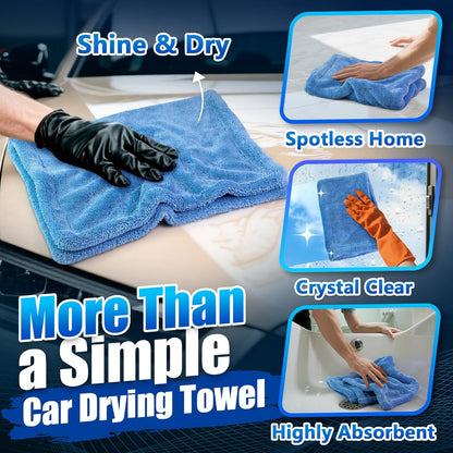 Airlab Car Drying Towel Microfiber Towels for Cars 1200 GSM Wash Auto Detailing Supplies Twist Pile Cleaning Cloth Absorbent Quick Dry Soft Loop Dry Flash Towel, 24 x 16 Inch,Pack of 1, Blue