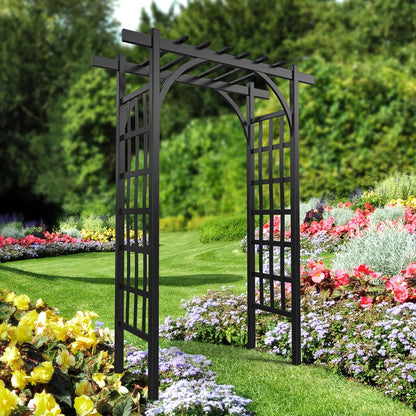 VINGLI Garden Arbor, PVC Wedding Arch for Ceremony Party, Garden Trellis for Climbing Plants Outdoor, Arch Backdrop Stand for Garden, Backyard, Wedding, Lawn (Black)