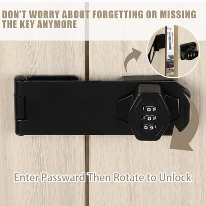Password Rotary Hasp Locks, Digit Combination Lock Door Security Slide Latch Door Lock for Drawers, File Cabinets, Cabinets, Interior Doors, Barns, Garage Doors, Fence (5 Inch)