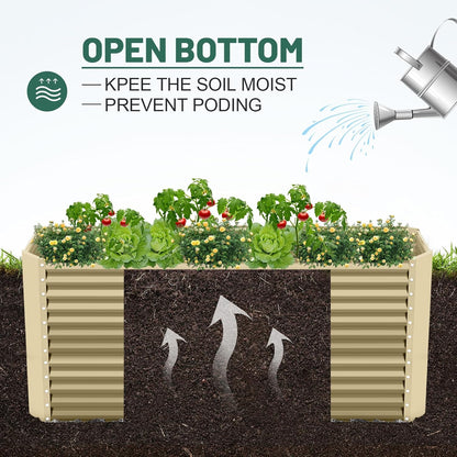 Land Guard 8x4x3ft Rectangular Galvanized Raised Garden Beds, Large-Capacity Metal Planter Box Outdoor, Durable Deep Raised Garden Bed 3ft Tall, Raised Beds for Gardening Vegetables, Cream Yellow