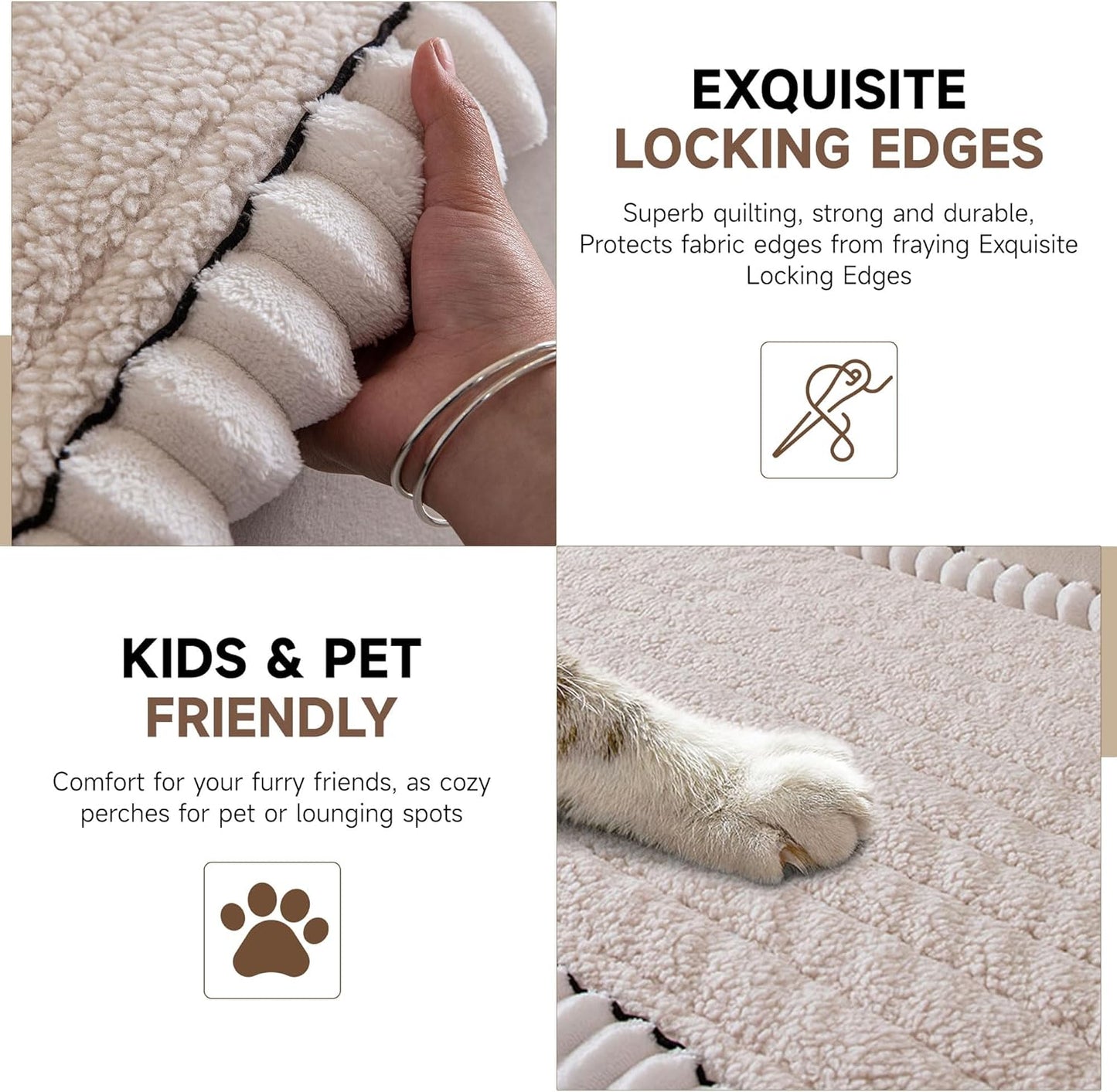 OTOB Couch Covers for Sofa Pet Friendly, Washable & Non Slip Fuzzy Dog Couch Cover Sofa Slipcovers Love Seat, Soft Plush Cozy Furniture Protector Cushion Mat, All Seasons (Beige, 27.6" x 59.1")