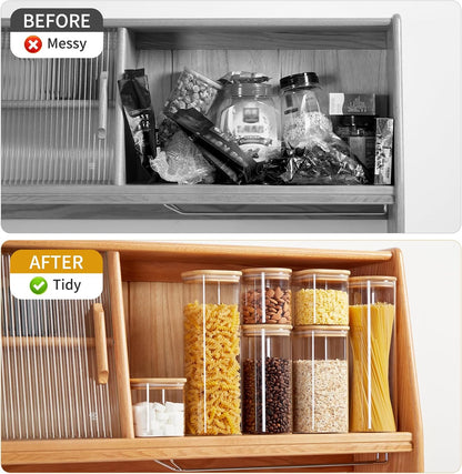 Square Glass Food Storage Jars with Lids[Set of 3], Perfect for Pasta, Cookies, Nuts, Coffee, Cereal, Flour, Organize Your Kitchen and Pantry with these BPA-Free Glass Jars with Canisters