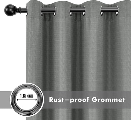 HolidayIdeas 4 Panels Linen Outdoor Curtains for Patio Waterproof Curtains 54" Wide x 84" Long-Indoor/Outdoor Light Grey Curtains Waterproof, Privacy for Pergola, Porch, Gazebo, Backyard, Sunroom