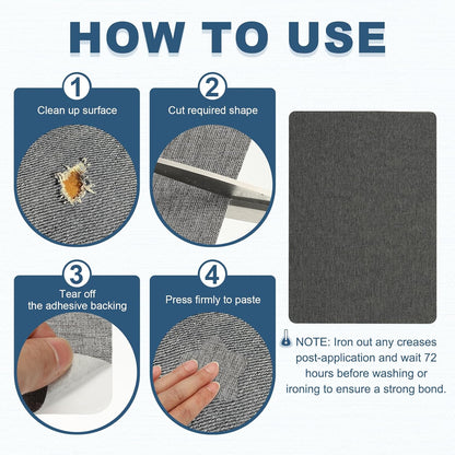 PATIKIL 8x11 Inch Linen Repair Patches, 2Pcs Self-Adhesive Fabric Patch for Sofas Tote Bags Furniture Car Seats Clothes Tents, Gray