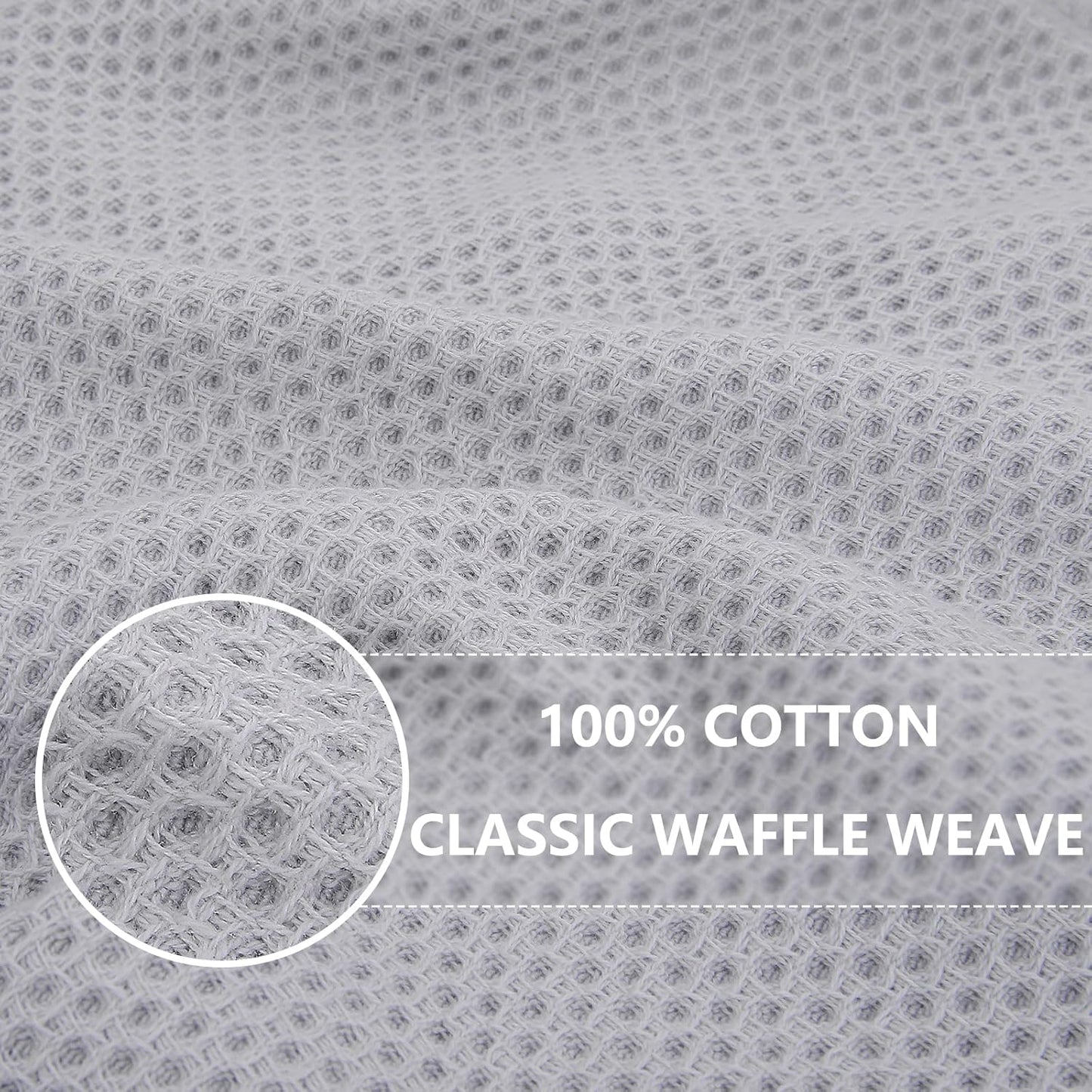 Homaxy 100% Cotton Waffle Weave Kitchen Dish Cloths, Ultra Soft Absorbent Quick Drying Dish Towels, 12 x 12 Inches, 6-Pack, Light Gray