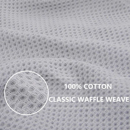 Homaxy 100% Cotton Waffle Weave Kitchen Dish Cloths, Ultra Soft Absorbent Quick Drying Dish Towels, 12 x 12 Inches, 6-Pack, Light Gray