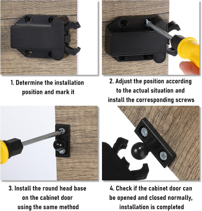 4Pack Push Latches for Cabinets, Push to Open Catch Lock,Safe Rebound Self-Locking Device Drawer Catch Push to Open Door Latch Cabinet Hardware for Cabinet Drawer Wardrobe Kitchen Door