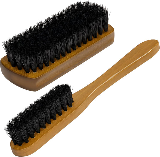 TAKAVU Leather & Upholstery Cleaning Brush Set, 100% Black Boar Bristle, to Clean Car Seats & Leather Sofas, for Alcantara, Interiors, Furniture, Boots, Shoes, Bags and More