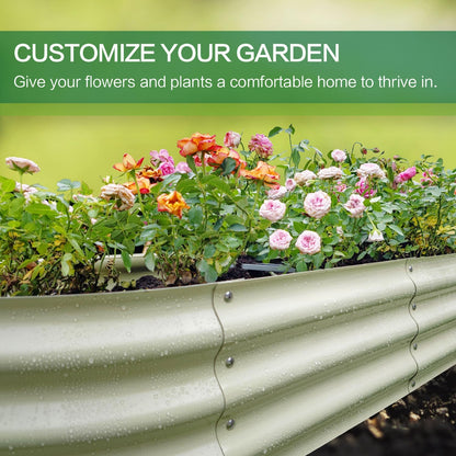 Gardmax Galvanized Raised Garden Bed, Lightweight Planter Boxes Outdoor with Easy Assembly, Large Garden Bed for Vegetables, Fruits, Flower Milk White