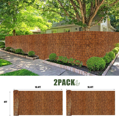 2Pack Bamboo Reed Fencing,4FT X 16.4FT Natural Reed Fence Reed Screen for Balcony Bamboo Reed Fence 4 Feet High for Outdoor Backyard Patio(Brown)