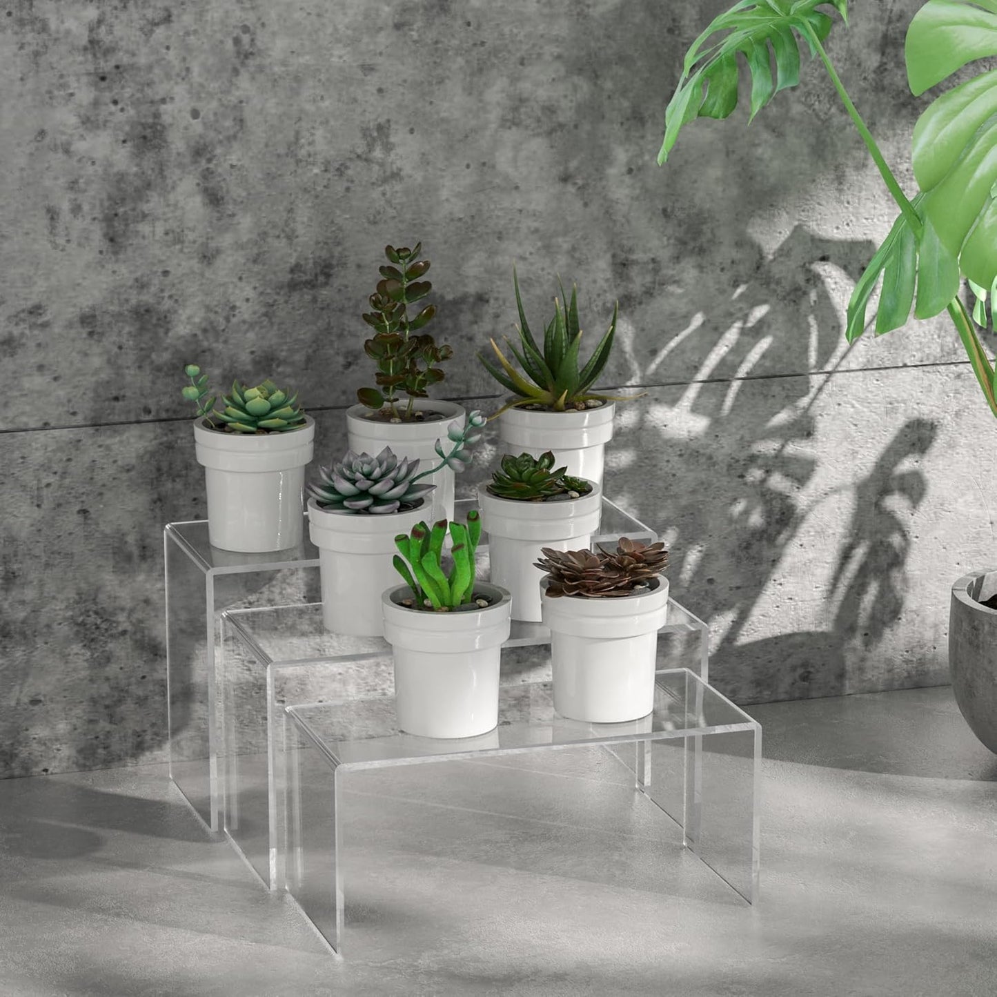 Acrylic Display Risers 6pcs, Clear Rectangular Display Organizer Stands, Acrylic Display for Funko Pop Figure, Desserts, Cupcake, Toys, Collectibles, Merchandises - 7.5''x8''x8.5''x9''x9.5''x10''