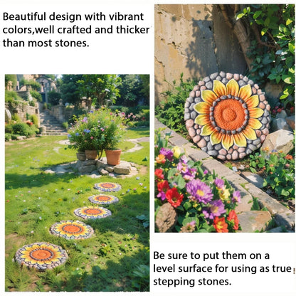 Sunflower Stepping Stones Outdoor Garden - Pavers for Outside Walkway Garden Stones Garden Stepping Stones Outdoor Decorative Stone for Garden 9.5 * 9.5 * 0.7 Inch LC Lcdecohome