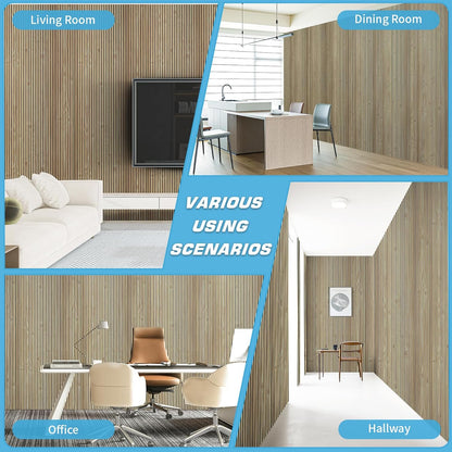 Art3d 4-Pack Glue-On Fine Bar Wainscoting Panel for Interior Wall Decor - 104 x 12 Inch Polystyrene Ultralight Slim Slat Wall Panels for Living Room Bedroom, Teak