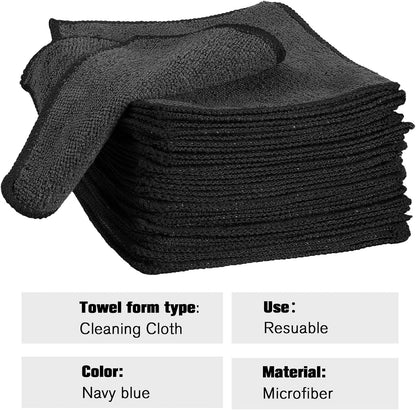 Tanlade Microfiber Cleaning Cloth 6"x6" Cleaning Rags Reasonable Kitchen Towels Microfiber Towels Cars Wash Dry Erase Cloth (Black,30 Pcs)