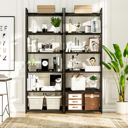 NUMENN Bookshelf, 6 Tier Bookshelves, Home Office Bookcase Shelf Storage Organizer, Free Standing Storage Shelving Unit for Bedroom, Living Room and Home Office, Black