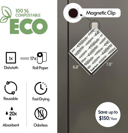 Swedish Dishcloths for Kitchen, 8 Pack Flower Reusable Paper Towels Washable, Non-Scratch Swedish Kitchen Towels, Super Absorbent Cellulose Dish Cloths, Eco Friendly