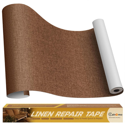 Linen Repair Tape 16x90 inch, Self Adhesive Fabric Patches, Linen Patch Tape Kit, Fabric Repair Tape for Couch Sofas, Headboards, Chairs, Pillows, Curtains, Couches - Brown