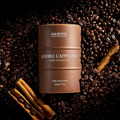 M&SENSE Coffee Cappucina Large Scented Candles, Soy Natural Wax Candle 21.2oz 120 Hours Long Lasting Burning, Strong Coffee Aroma Candle Unique Housewarming Appreciation Gifts