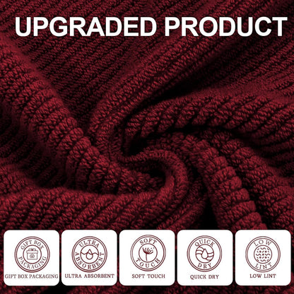 VOOVA & MOVAS Red Washcloths, 6PC 13"x13" - 100% Cotton | Quick Dry | Lightweight | Thick | Soft | Absorbent, Bath Hand Towels Set for Face & Body, Face Towels for Bathroom, Towel Gift Set, Burgundy