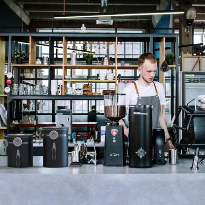 Coffee canister for ground coffee with Scoop Date Tracker One Way Co2 Valve 304 Stainless Steel Kitchen Food Airtight storage container for Coffee Beans,Grounds,Tea,Sugar (Silver, 22oz)