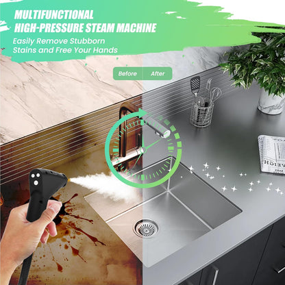 2500W Steam Cleaner for Home Use, 6-level Speed Adjustable Handle, 1.2L Handheld Car Steam Cleaner for Home Car Kitchen Furniture Floor, High Pressure Steam Machine with 4 Brush Heads White