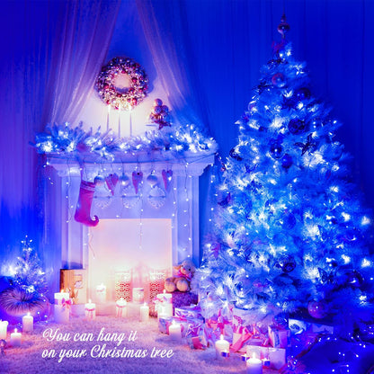 JMEXSUSS Connectable 100 LED Blue Christmas Lights Clear Wire, 8 Modes Blue Christmas Tree Lights Indoor Outdoor Plug in, 33ft Fairy String Lights for Christmas Tree, Xmas, Party, Garden