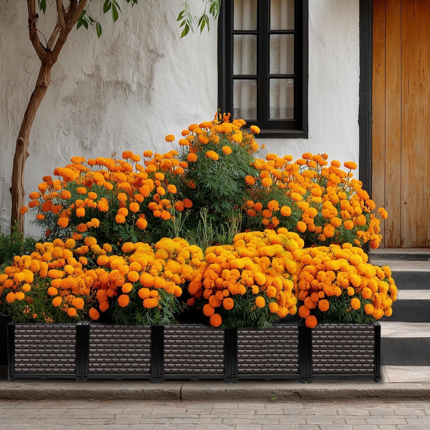 Large Planters for Outdoor Plants 14" Tall Planter Box, Raised Beds for Gardening Self Watering, Elevated Planter Box with Legs, Rectangular Garden Planters for Outdoor Plants Flowers, 78.7"L x 15.7"W