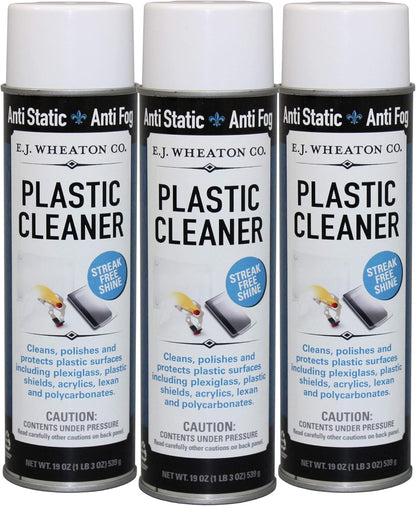 E.J. Wheaton - Plastic Cleaner & Protectant, Cleans, Polishes & Protects Plastic Surfaces (3 Pack), Anti-Fog, Anti Static, Use on Shields, Touchscreens, Electronics and More, 19 Oz. Each