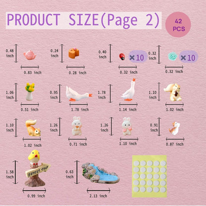 Swing Set of 42 Pcs Miniature Fairy Garden Accessories Outdoor Decor Figurines Kit for Kids, Mini Whimsical Ornaments and Decorations for Patio, House, Garden, Desk, Yard Supplies