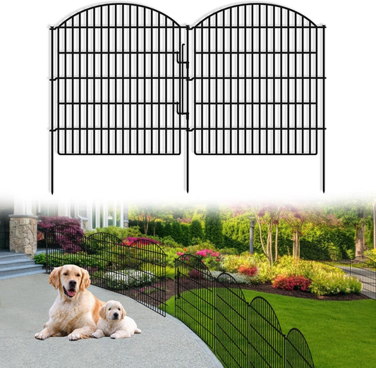 16 Panels Decorative Garden Fence with Lock, 33in (H) x 38.67ft (L) No Dig Dog Animal Barrier for Outdoor Yard, Rustproof Ground Stakes Metal Fencing for Yard, Patio, Flower Bed
