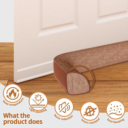 QUOLIX Triangle Under Door Draft Stopper Bottom Door Gap Filler & Seal Windproof Coating Cover Fits 30” to 36” Door Block Noise, Sound, Hot Air, Light, Bugs Easy Install Draft Blocker (32 inch-Brown)