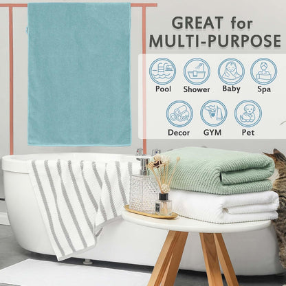 VOOVA & MOVAS Grey Bath Towels (4PC, Large 30"x56") - 100% Cotton | Quick Dry | Light Weight | Thick | Soft | Absorbent, Luxury Hotel Shower Towel, Bath Towel Gift Set, Dark Gray