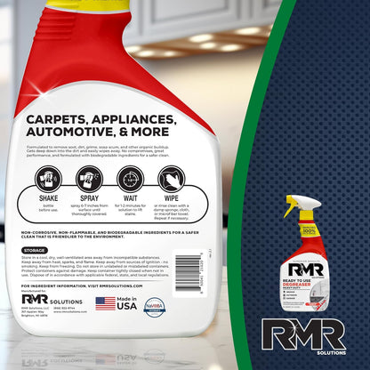 RMR Degreaser and Cleaner - Ready to Use Indoor/Outdoor Formula Works on Contact, For Heavy-Duty Cooking Surfaces, Indoor, Outdoor, Automotive, and Equipment Cleaning, 30 Fluid Ounce