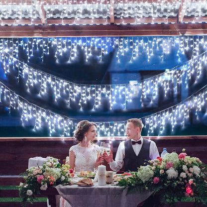 JMEXSUSS 400 LED White Icicle Lights for Outside, 38.8ft Connectable Icicle Christmas Lights Outdoor Indoor Plug in, Connectable String Light for House Patio Party Room Holiday Wedding Decorations