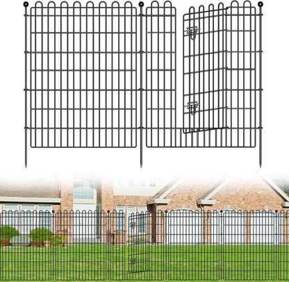 5 Panels No Dig Decorative Garden Fence with Gate for Yard, 40 in(H) X 11.8 ft(L) Animal Barrier Fencing for Outdoor Dog, Metal Portable Garden Fences for Borders, Pets, Landscape, Temporary Fence