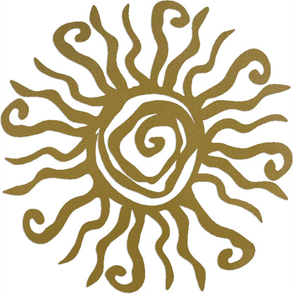 Riverside Designs Wacky Sun Metal Wall Art Indoor/Outdoor Decor - 36" Gold Rust Proof Wall Sculpture - Made in USA - Ideal for Bedroom, Garden, Home, Patio and Farmhouse