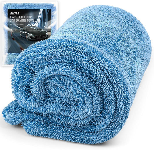 Airlab Car Drying Towel Microfiber Towels for Cars 1200 GSM Wash Auto Detailing Supplies Twist Pile Cleaning Cloth Absorbent Quick Dry Soft Loop Dry Flash Towel, 24 x 16 Inch,Pack of 1, Blue
