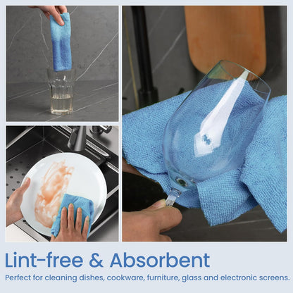 Greenfound Microfiber Cleaning Cloth Roll -80 Pack, 11.5x11.5, Tear Away Towels, Reusable and Washable Rags, Blue