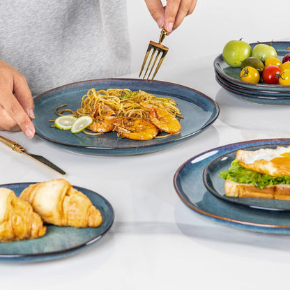 AmorArc Ceramic Dinnerware Sets,Handmade Reactive Glaze Stoneware Plates and Bowls Set,Highly Scratch Resistant | Dishwasher & Microwave Safe,Service for 8 Dishes Set (24pc)