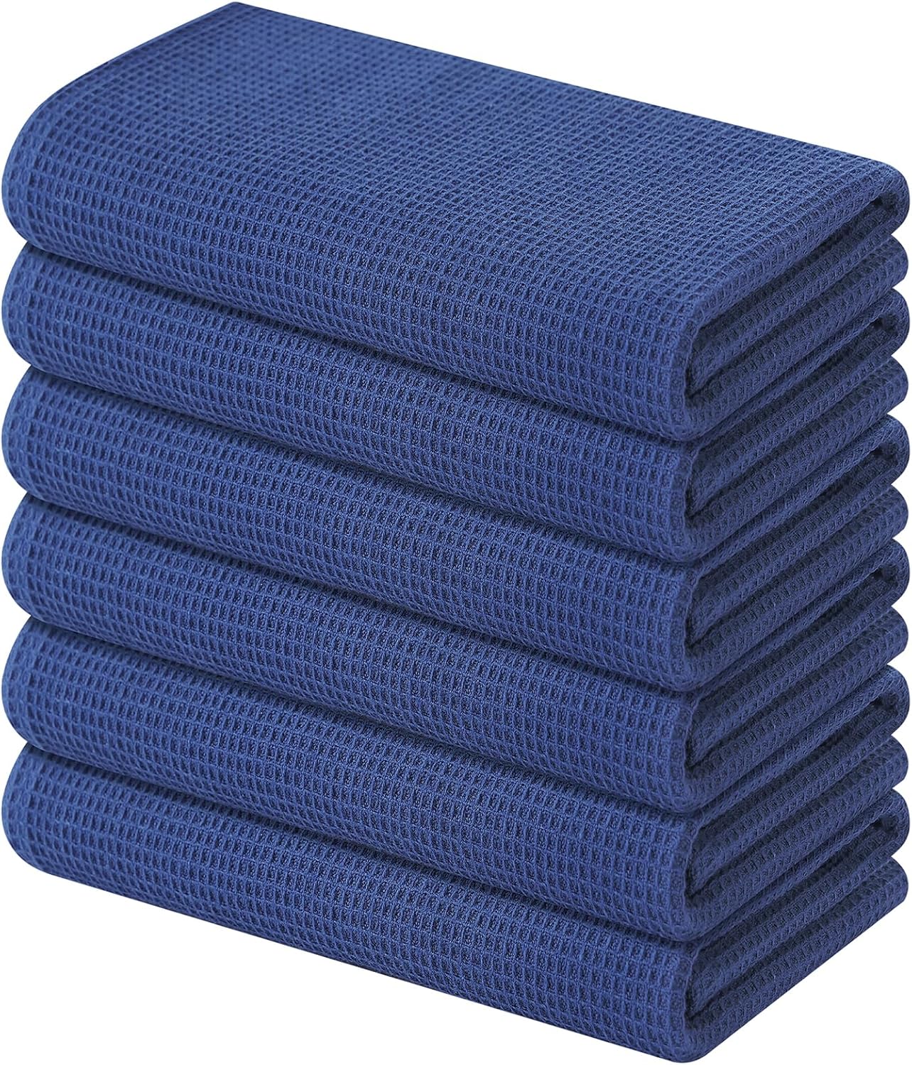 Homaxy 100% Cotton Waffle Weave Kitchen Towels - 6 Pack Soft and Absorbent Dish Towels - 16 x 26 Inches Quick Dry Hand Towels - Navy Blue