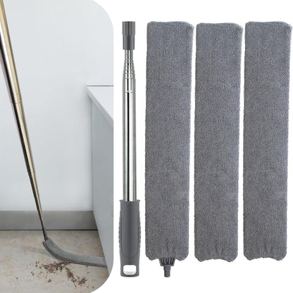 Retractable Gap Dust Cleaner with Extension Pole, Cleaning Tools with 3 Microfiber Dusting Cloths, Extendable Long Handle Duster for Cleaning Under Refrigerator Furniture Appliance