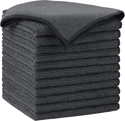 AIDEA Microfiber Cleaning Cloth-12PK, Soft Microfiber Towels for Cars, Absorbent Cleaning Rags, Lint-Free Streak-Free Wash Cloths for House, Kitchen, Window(12in.x12in), Grey