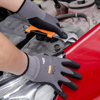 Kebada W2 Micro-Foam Coated Work Gloves, Touchscreen Working Gloves with Grip, Idea for Package Handling, Gardening, and Construction, 6 Pairs, Small