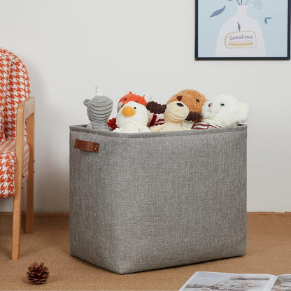 DULLEMELO Grey Storage Baskets 2 Pack Extra Large Fabric Shelf Baskets for Organizing, Closet, Clothes, Toys, Bedroom